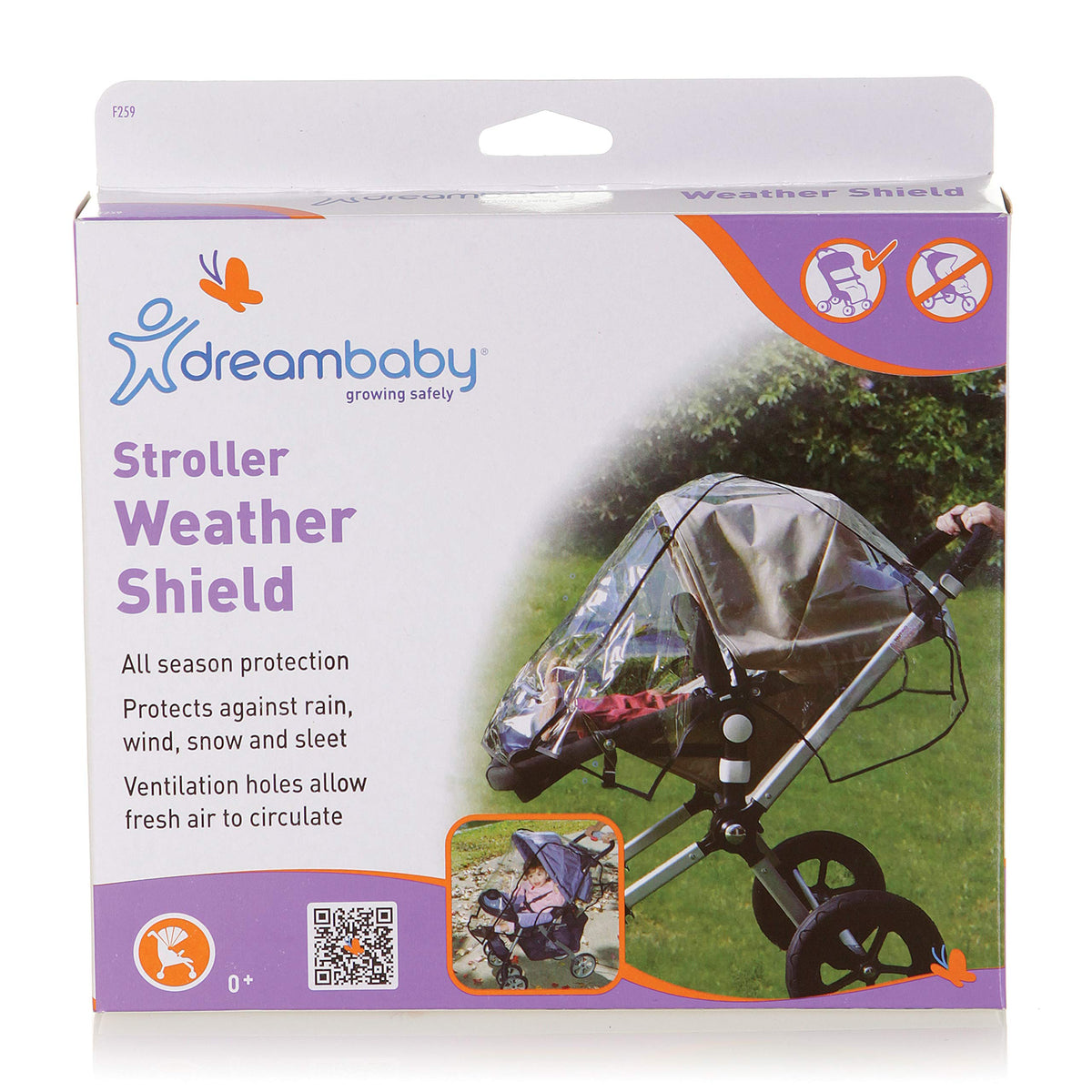 Dreambaby Stroller Weather Shield-Black Piping