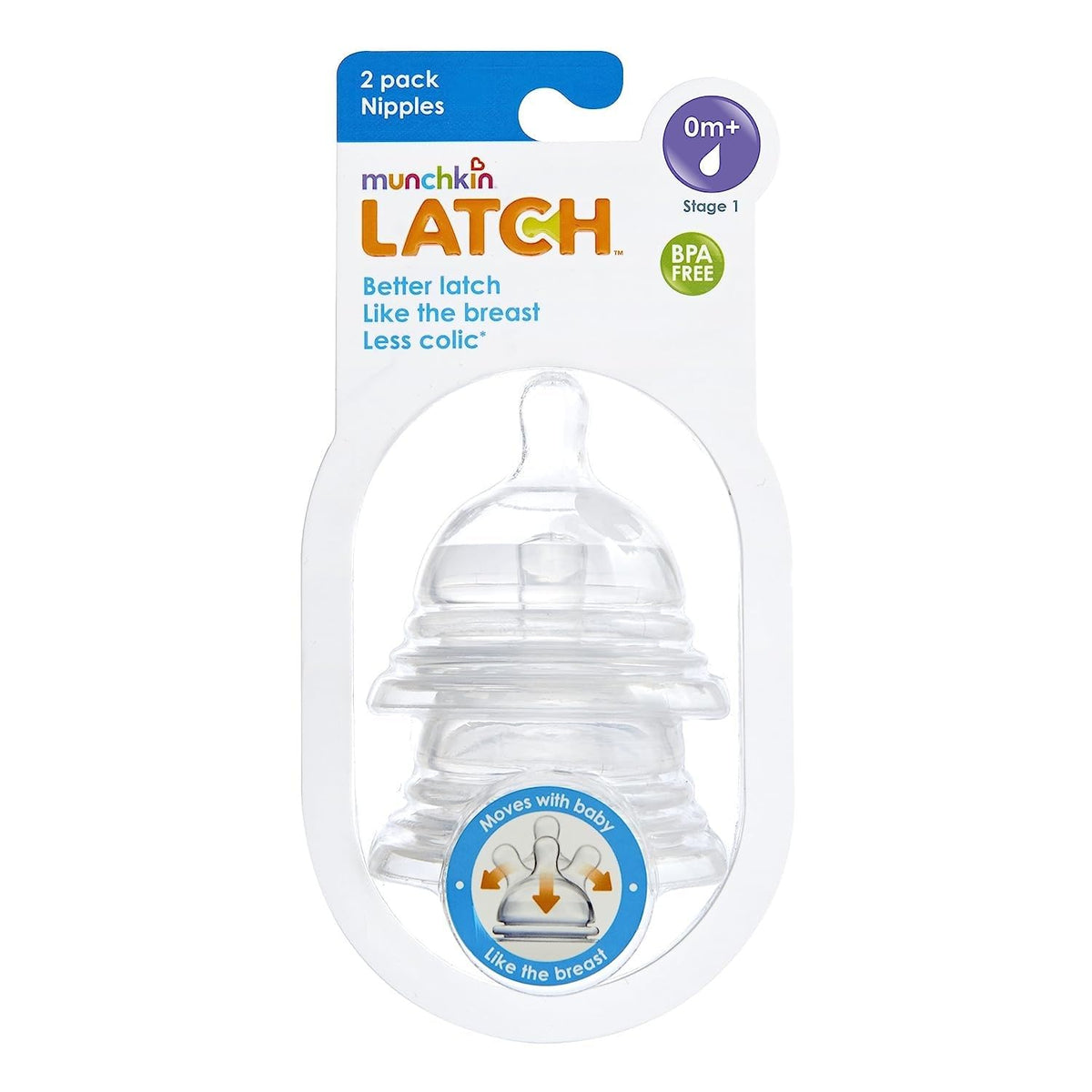 Munchkin 2 Pack Latch Stage 1 Nipple Wide